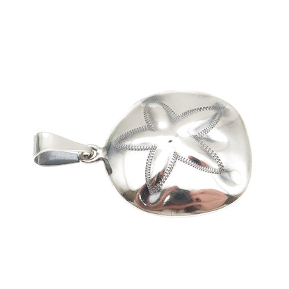 ANNIKA WITT 925 Sterling Silver Vintage Mexico Sand Dollar Oxidized Pendant
