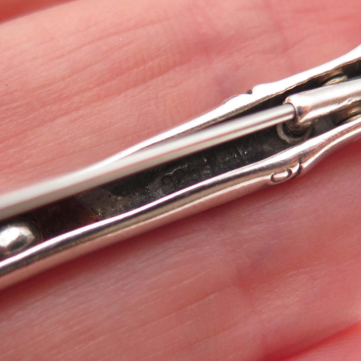 John Hardy 925 Sterling Silver Vintage Bamboo Bar Oxidized Pin Brooch