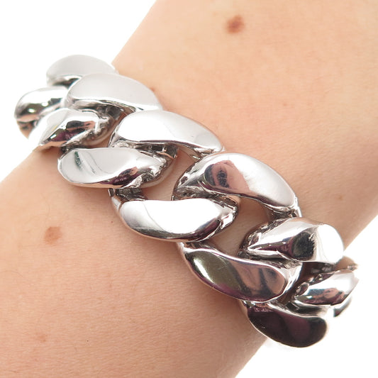 AMINOV 925 Sterling Silver Heavy 67.3g Hollow Cuban Link Bracelet 7.5"