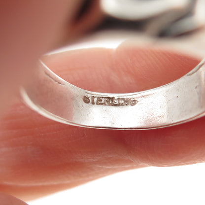 ERIC T. 925 Sterling Silver Vintage Modernist Spiral Oxidized Ring Size 6