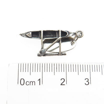 925 Sterling Silver Antique Art Deco Hawaii Canoe Minimalist Charm Pendant