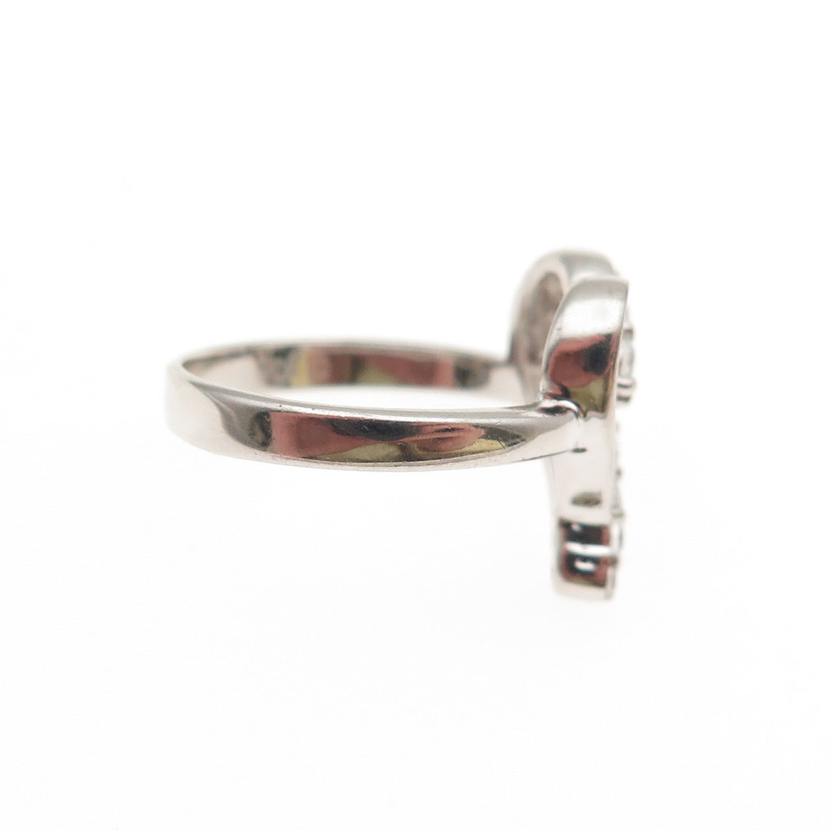 925 Sterling Silver Round-Cut C Z Heart Ring Size 6