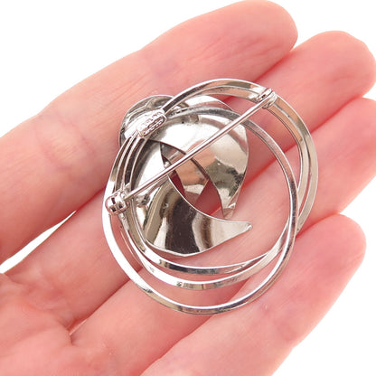 Carl Art 925 Sterling Silver Vintage Modernist Floral Pin Brooch