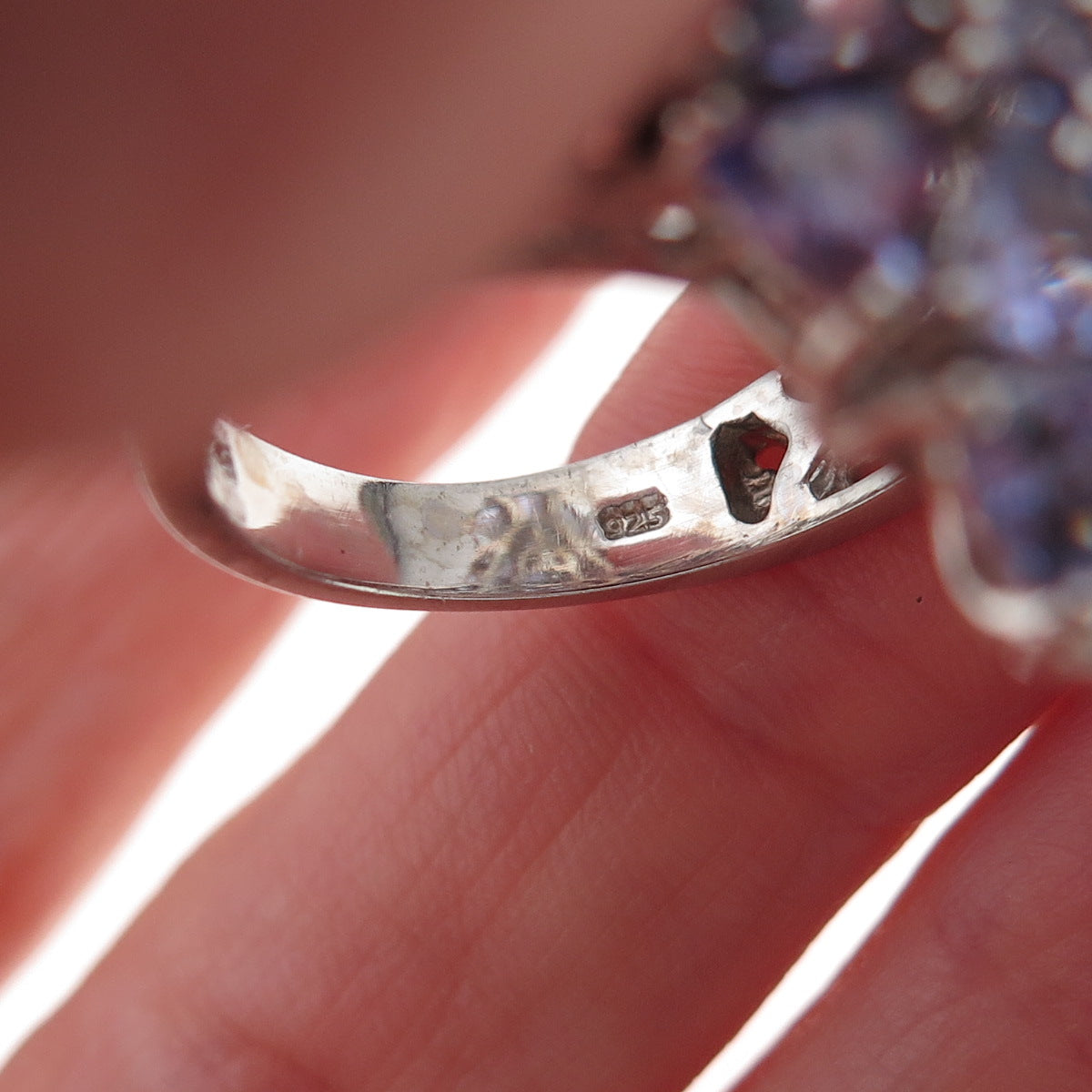 Chuck Clemency Sterling Silver 2-Tone Real Multi-Cut Tanzanite Ring Size 8.25