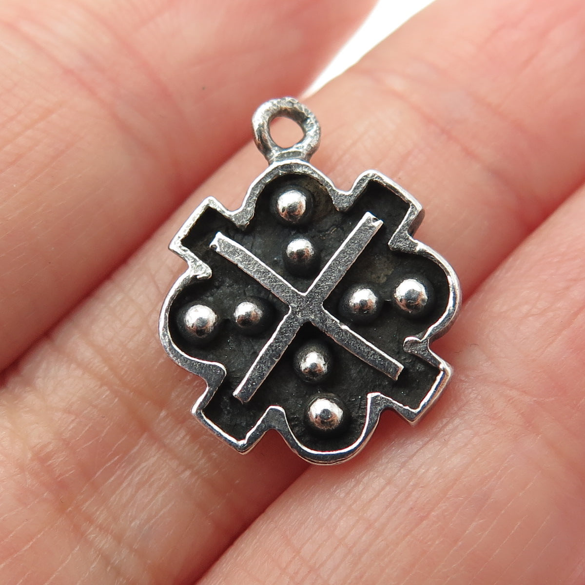 925 Sterling Silver Vintage "X" Cross Oxidized Minimalist Charm Pendant