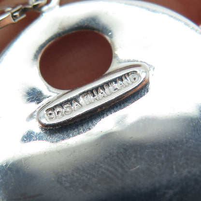 925 Sterling Silver Vintage Modernist Hammered Crescent Disc Dangle Earrings