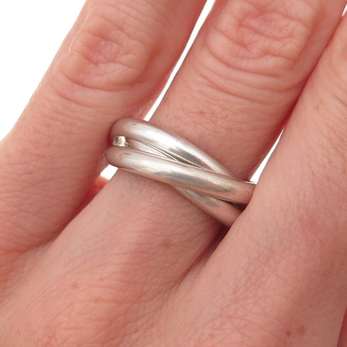925 Sterling Silver Vintage Interlocked Trinity Band Ring Size 5.5