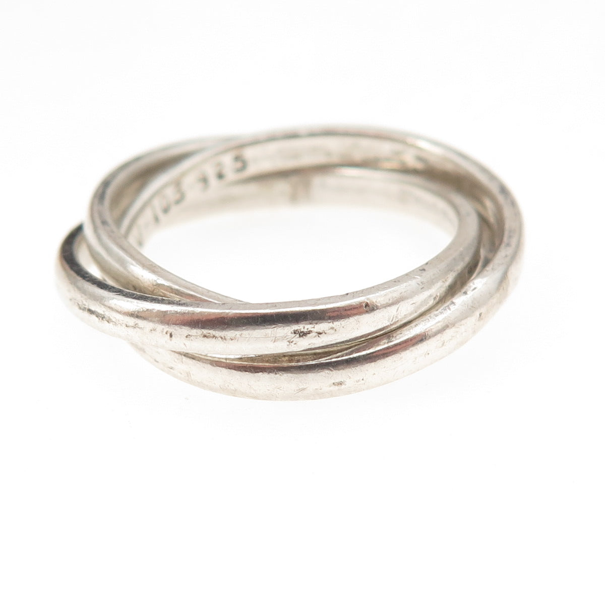 925 Sterling Silver Vintage Mexico Interlocked Trinity Band Ring Size 8.5
