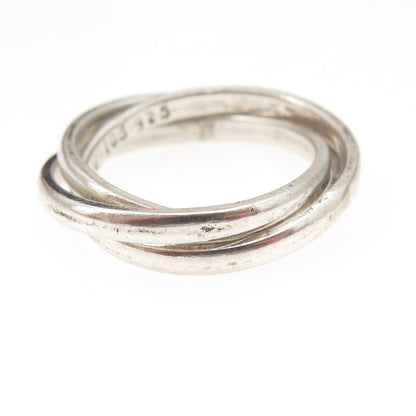925 Sterling Silver Vintage Mexico Interlocked Trinity Band Ring Size 8.5