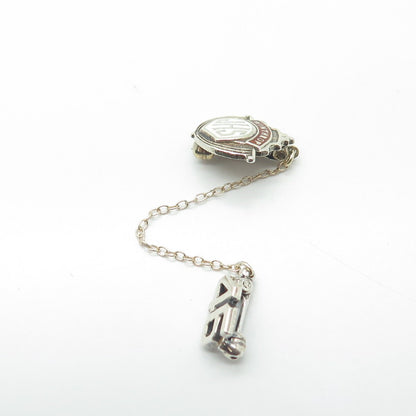 925 Sterling Silver Antique Retro 1946 "Junior High School" Double Pin Brooch
