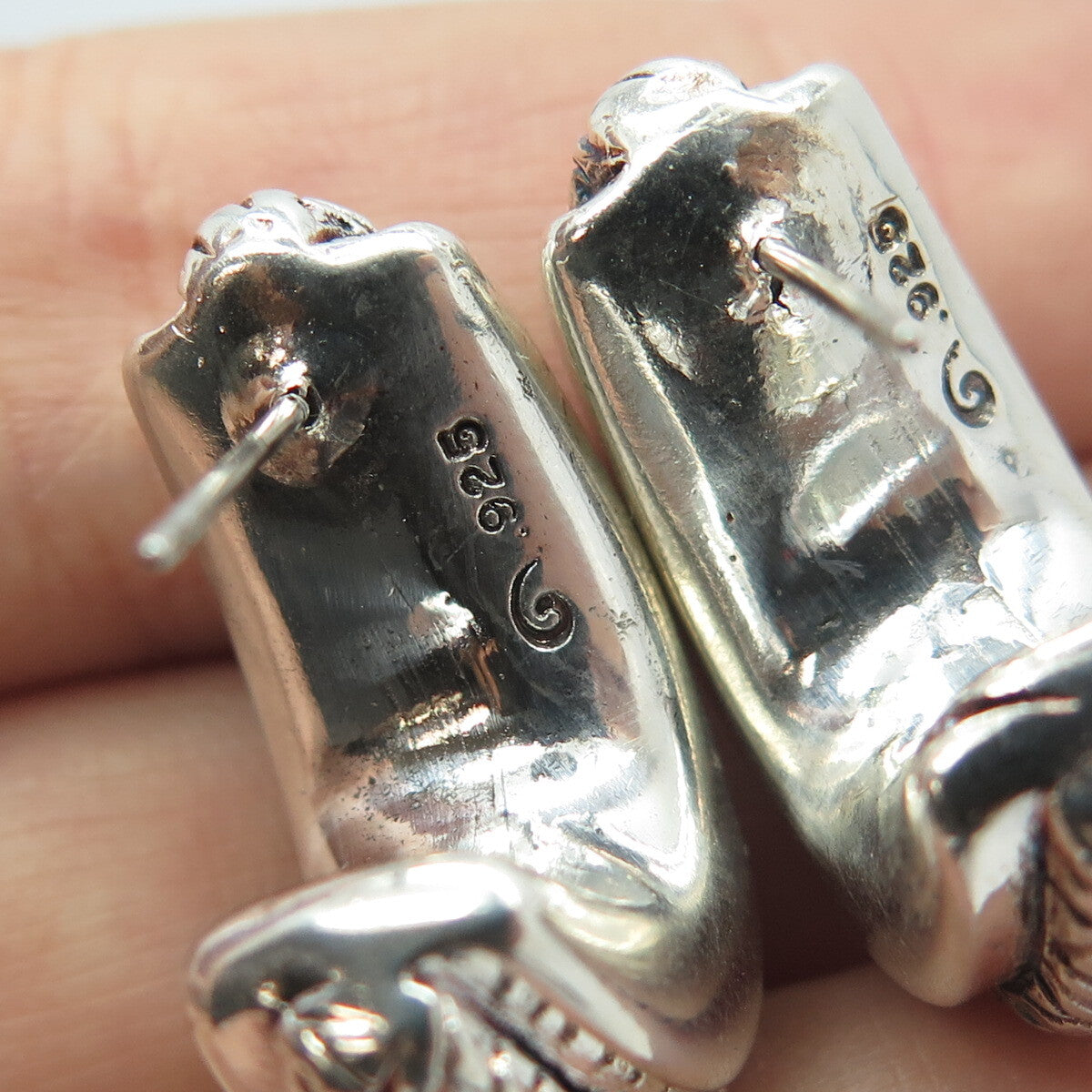 925 Sterling Silver Vintage Engraved Dangle Earrings