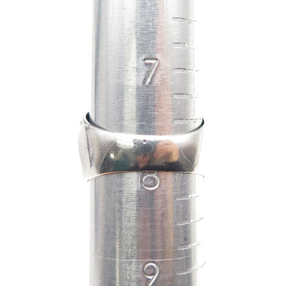 925 Sterling Silver Vintage Modernist Dotted Oxidized Ring Size 8