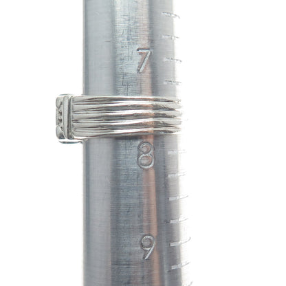 925 Sterling Silver Vintage Real Emerald-Cut Amethyst Gem Column Ring Size 7.75