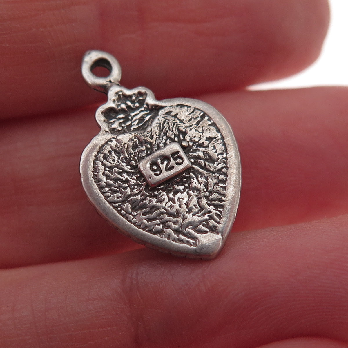 925 Sterling Silver Vintage Real Lapis Heart Oxidized Charm Pendant