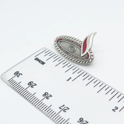 925 Sterling Silver Vintage Enamel John F. Kennedy Community Hospital Pin Brooch