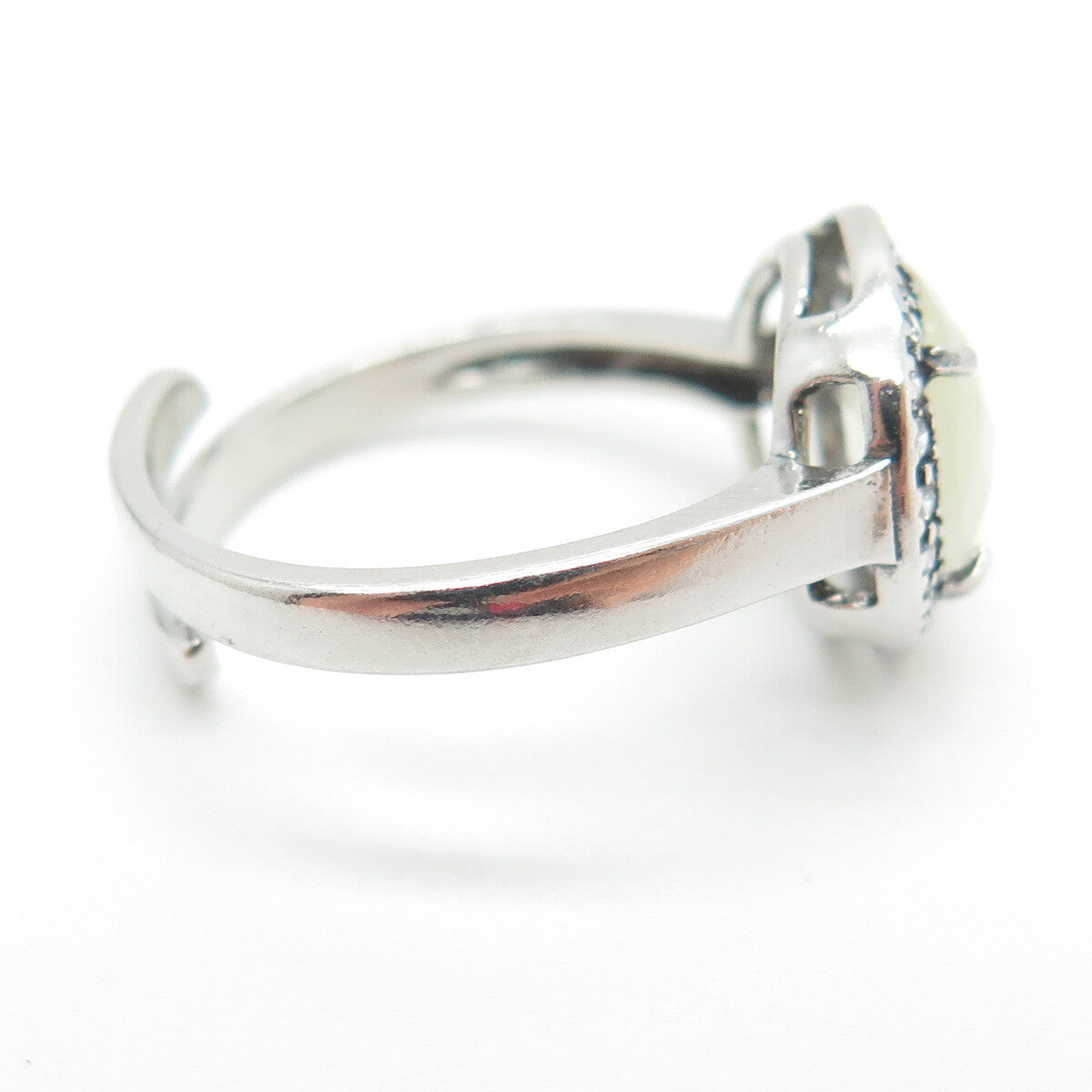 925 Sterling Silver Real Round-Cut Quartz & C Z Adjustable Ring Size 8
