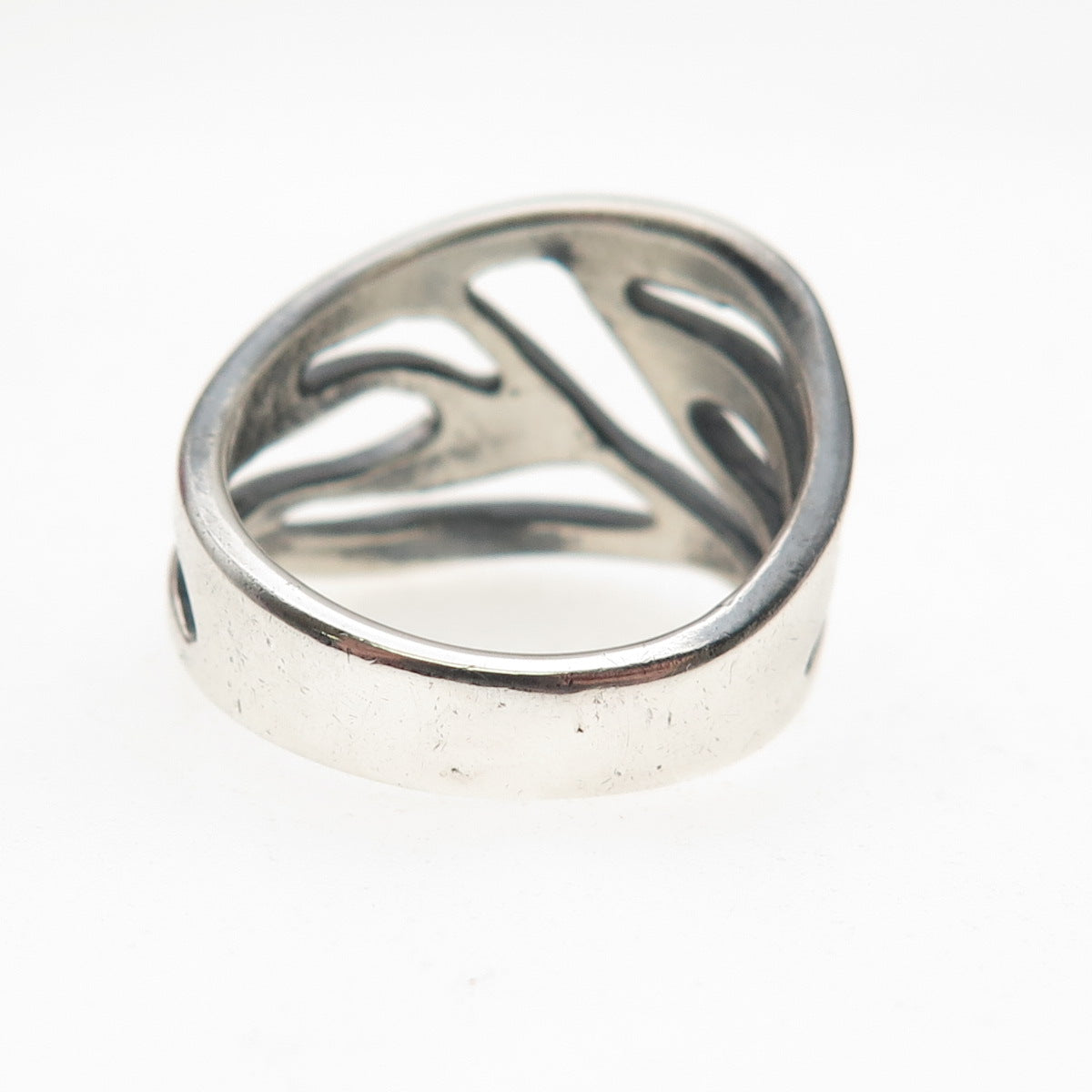 Cellini 925 Sterling Silver Vintage Modernist Oxidized Ring Size 7