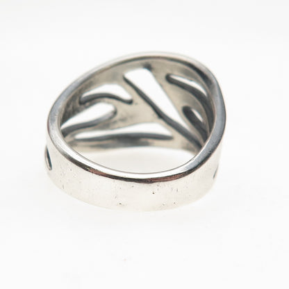 Cellini 925 Sterling Silver Vintage Modernist Oxidized Ring Size 7