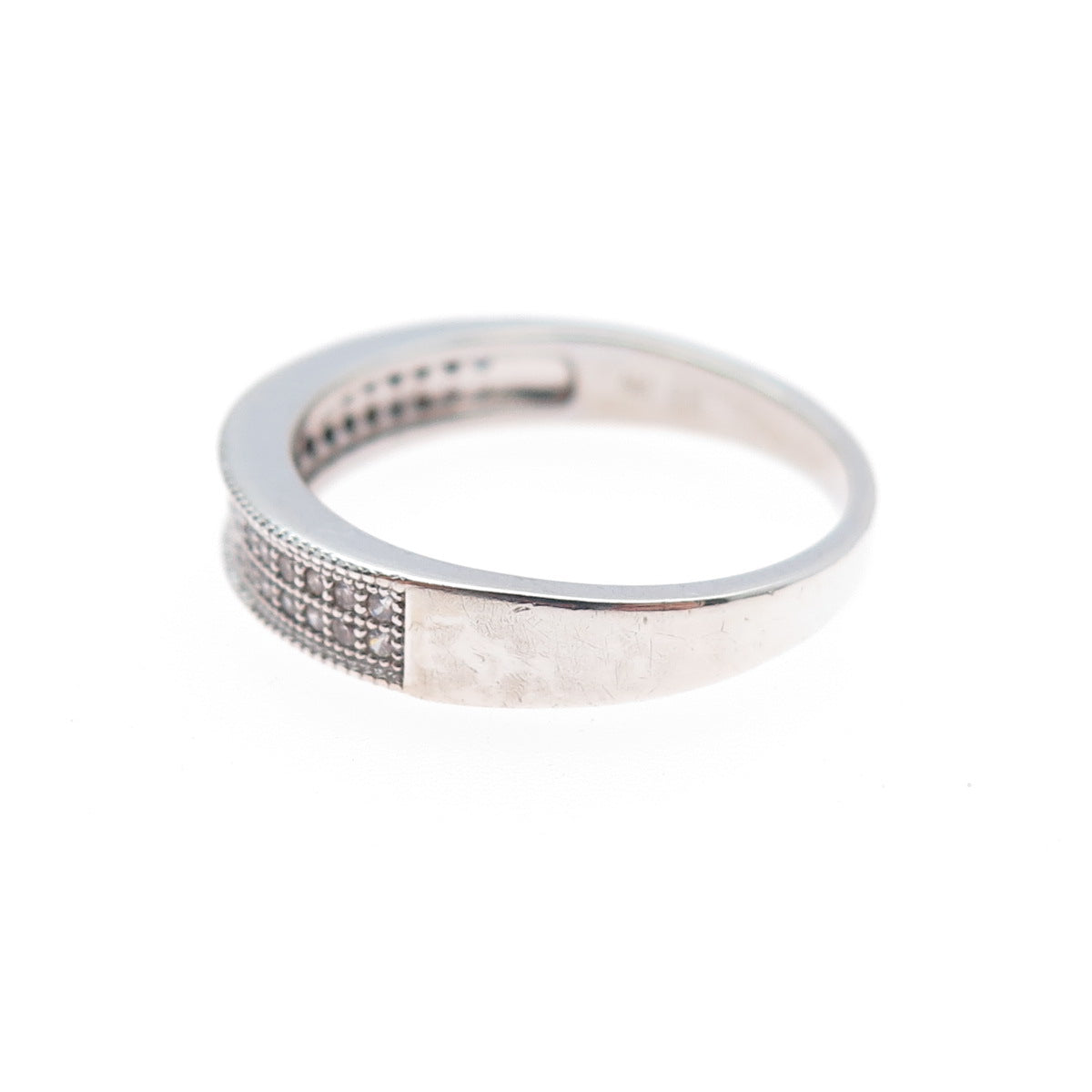 925 Sterling Silver Round-Cut C Z Half Eternity Band Ring Size 7