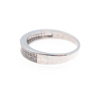 925 Sterling Silver Round-Cut C Z Half Eternity Band Ring Size 7