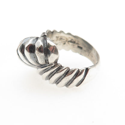 925 Sterling Silver Vintage Modernist Cocoon Oxidized Ring Size 7.75