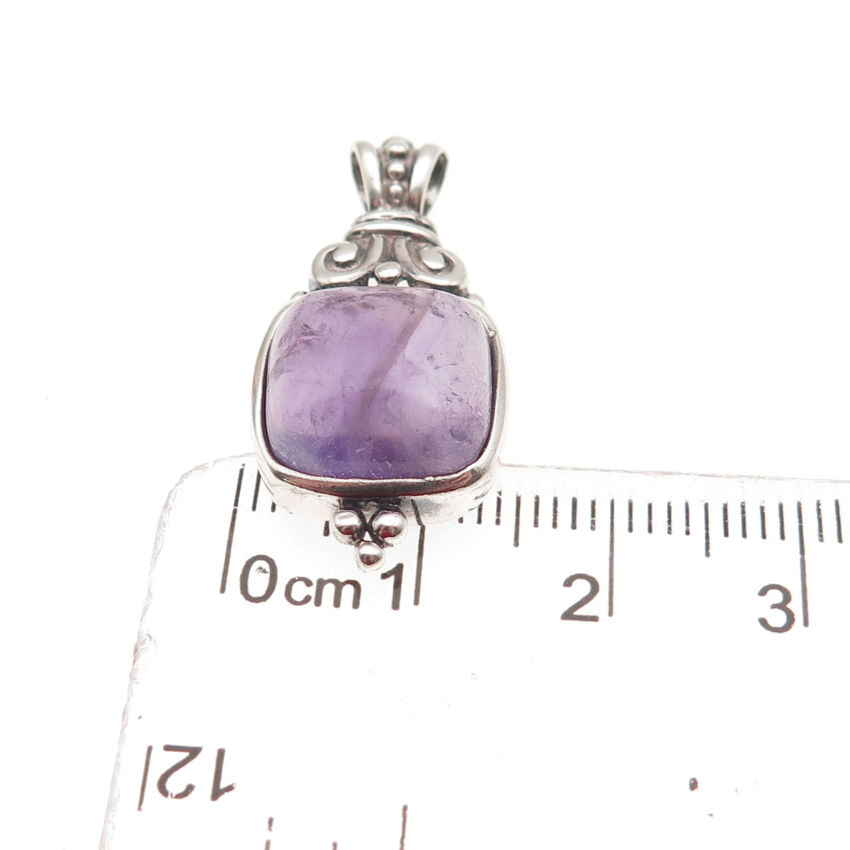 ATI Annika Witt 925 Sterling Silver Vintage Real Amethyst Oxidized Charm Pendant