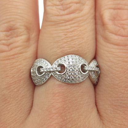 925 Sterling Silver Pave C Z Chain Band Ring Size 8.25