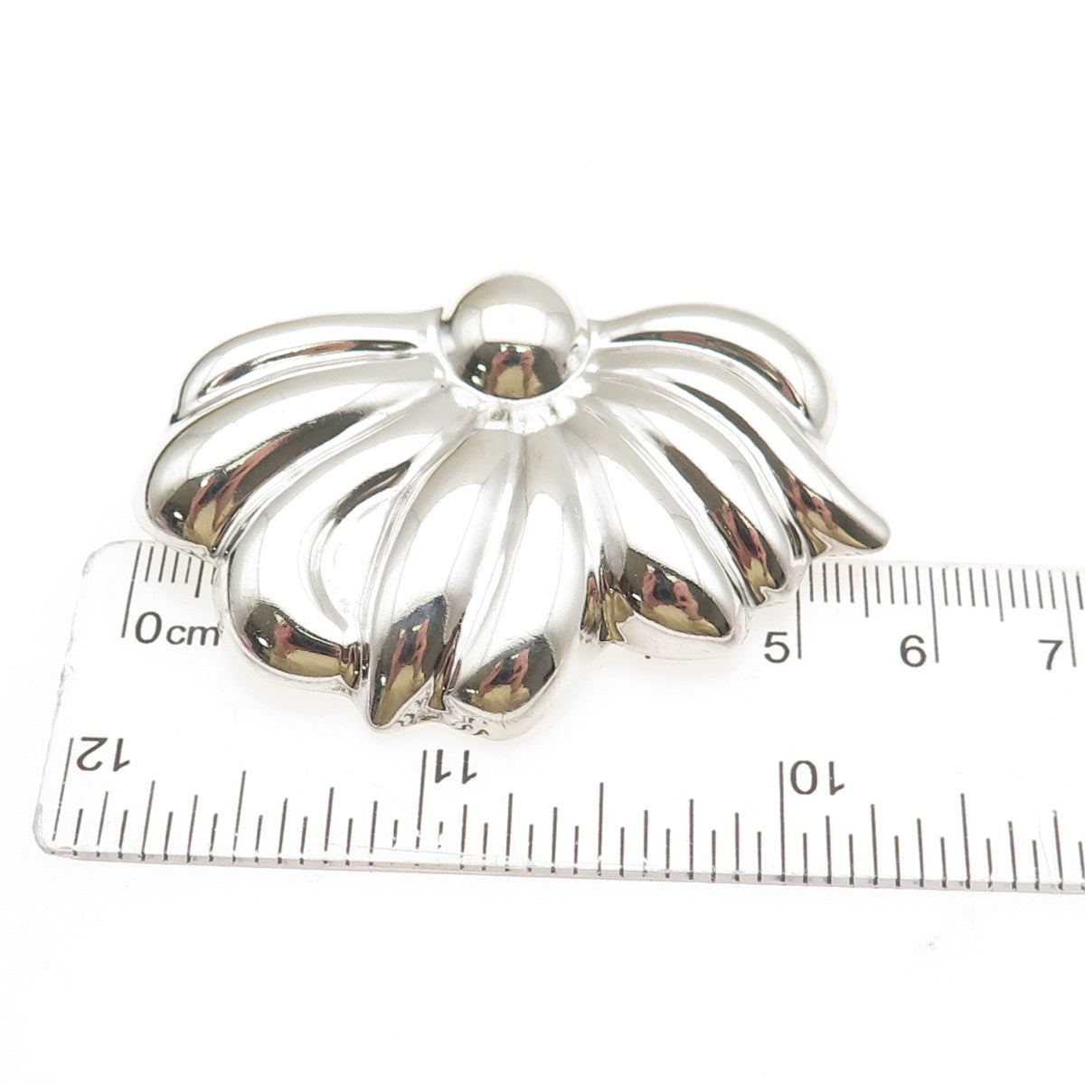 925 Sterling Silver Vintage Mexico Modernist Flower Slide Pendant