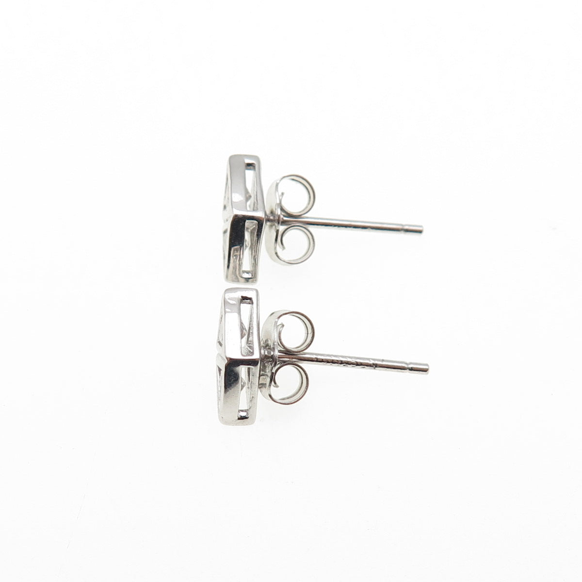 925 Sterling Silver Triangle-Cut C Z Stud Earrings