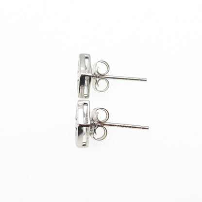 925 Sterling Silver Triangle-Cut C Z Stud Earrings