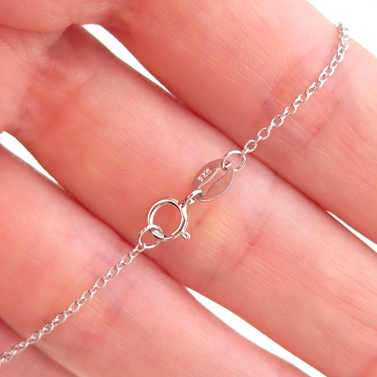 925 Sterling Silver Real Sapphire & Opal Cluster Cable Chain Necklace 18"
