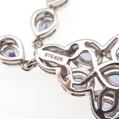 Chuck Clemency 925 Sterling Silver Real Tanzanite Cable Chain Necklace 18"