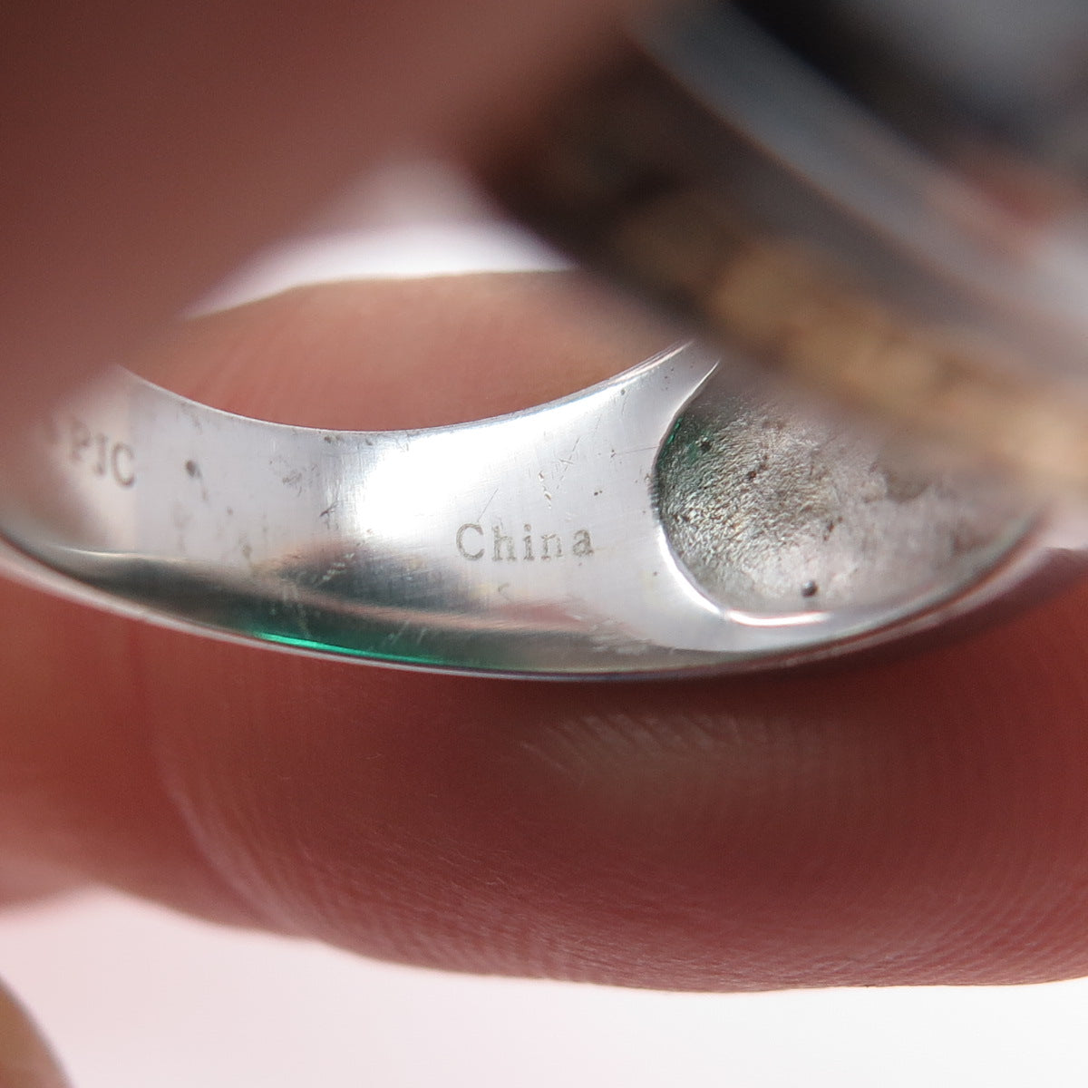 925 Sterling Silver 2-Tone Real Doublet Chrome Diopside Ring Size 7.25