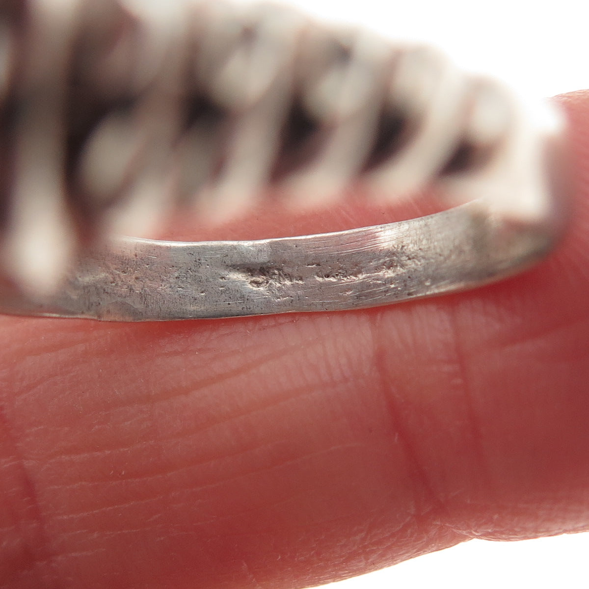 925 Sterling Silver Vintage Modernist Ribbed Dome Oxidized Ring Size 9.5