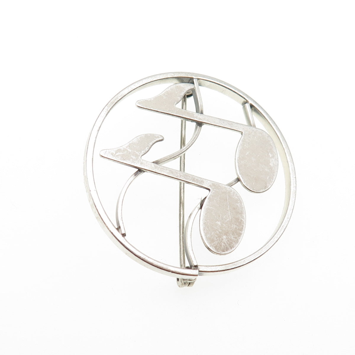 BEAU 925 Sterling Silver Vintage Music Notes Oxidized Pin Brooch