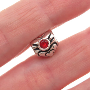 Chamilia 925 Sterling Silver Red C Z January Birthstone Heart Slide Bead Charm