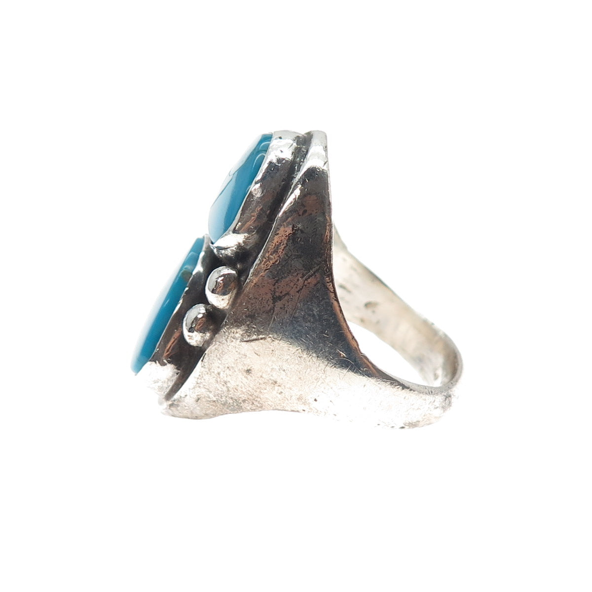 Old Pawn Sterling Silver Vintage Southwestern Bisbee Turquoise Ring Size 12.25