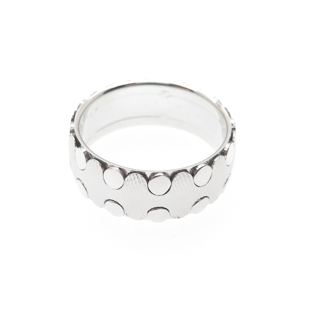 NEOS 925 Sterling Silver Textured Dotted Zig-Zag Band Ring Size 10.25