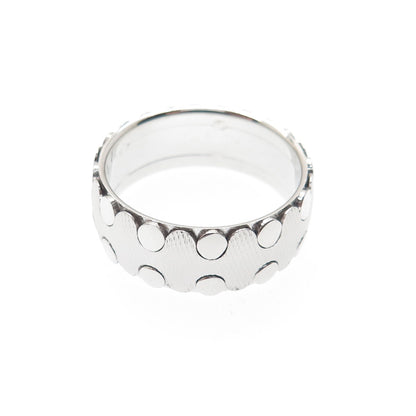 NEOS 925 Sterling Silver Textured Dotted Zig-Zag Band Ring Size 10.25