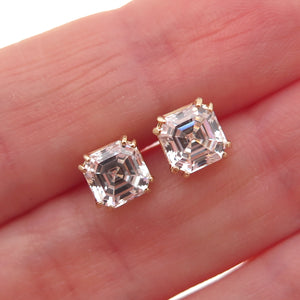 Jacmel Mauritius 14K Gold Asscher-Cut C Z Stud Earrings