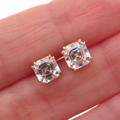 Jacmel Mauritius 14K Gold Asscher-Cut C Z Stud Earrings