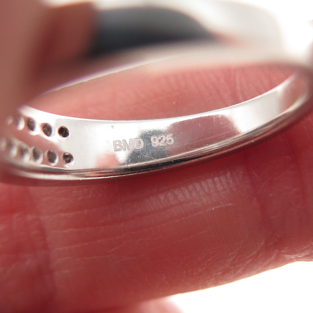 925 Sterling Silver BMD Princess-Cut C Z Half Eternity Band Ring Size 6.25