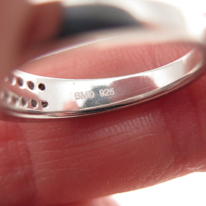 925 Sterling Silver BMD Princess-Cut C Z Half Eternity Band Ring Size 6.25