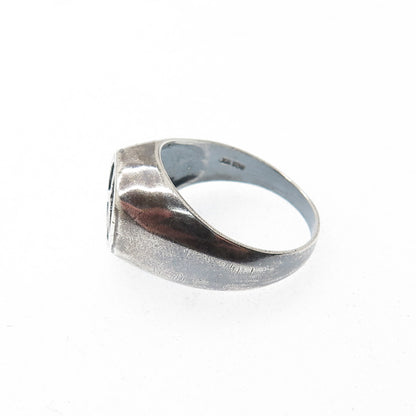 925 Sterling Silver Vintage Peace Symbol Oxidized Ring Size 9.5