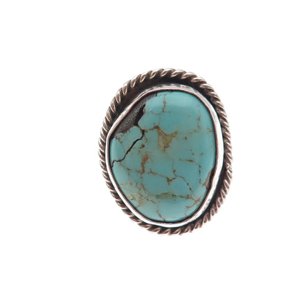Old Pawn 925 Sterling Silver Vintage Southwestern Turquoise Tribal Ring Size 5