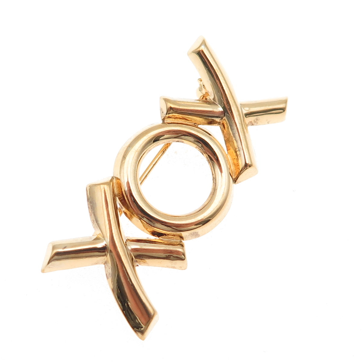 Beau 925 Sterling Silver Gold Plated Vintage XOX Hugs & Kisses Pin Brooch