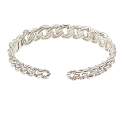 Judith Ripka 925 Sterling Silver Round-Cut C Z Cuban Link Cuff Bracelet 6.75"