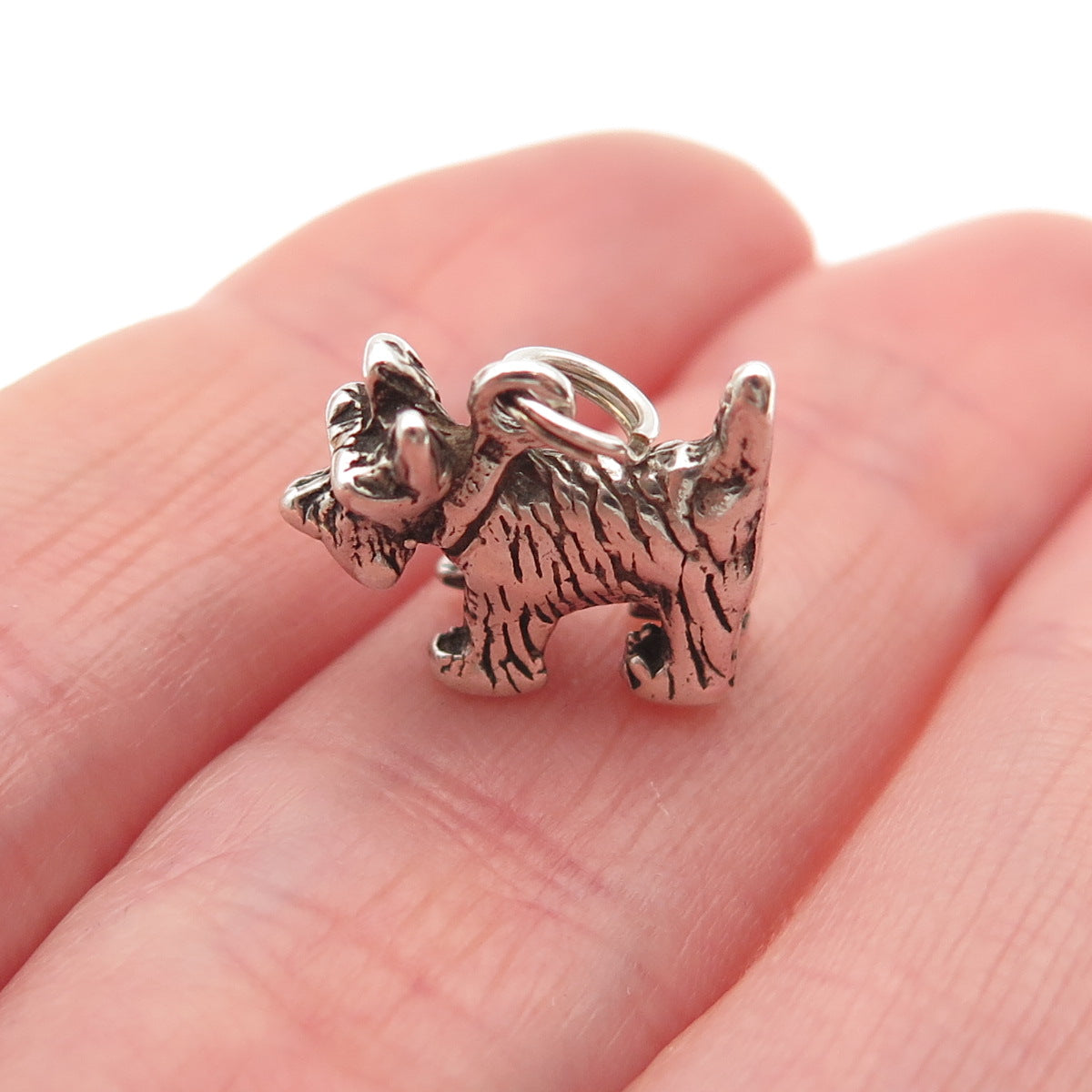 925 Sterling Silver Vintage Scottish Terrier Dog 3D Mini Charm Pendant