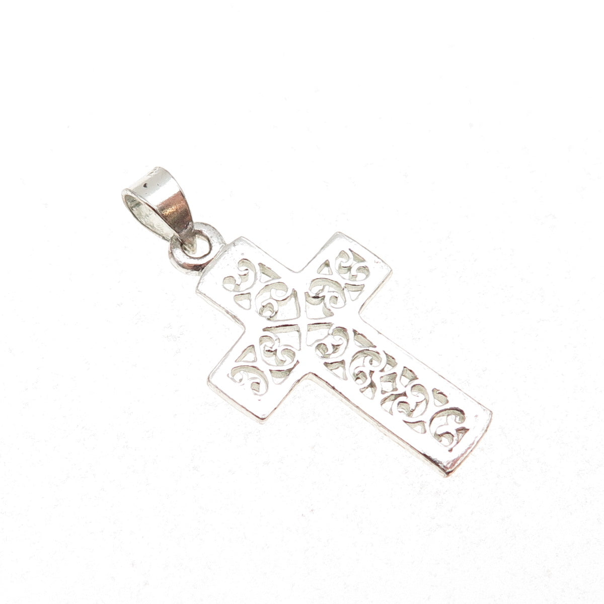 925 Sterling Silver Vintage Heart Ornate Cross Charm Pendant