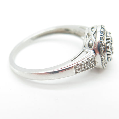 SK9 Allure Gems 925 Sterling Silver Real Round-Cut Diamond Ring Size 7.25